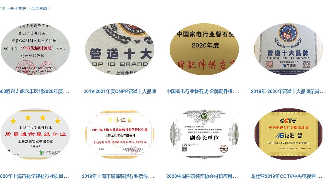 龍勝管道排行證書有嗎？不止有，而且還有很多！