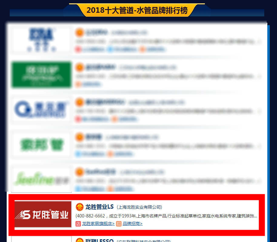 守品質筑輝煌,龍勝管業榮獲“2018水管十大品牌” 守品質筑輝煌,龍勝管業榮獲“2018水管十大品牌”